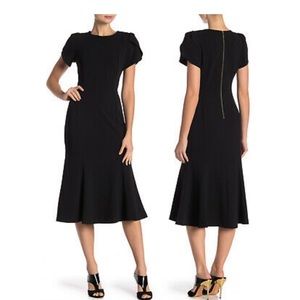NWT CALVIN KLEIN Black Tulip Sleeve Midi